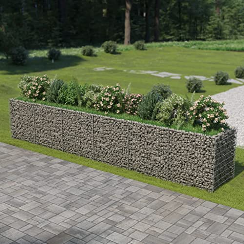 FIRBNUS 540 x 90 x 100 cm Gabionen-Pflanzgefäße Hochbeet Gabionen Metallzaun Garten Metall Hohe Tragfähigkeit 1400 kg/m³ Rostbeständig aus verzinktem Stahl von FIRBNUS