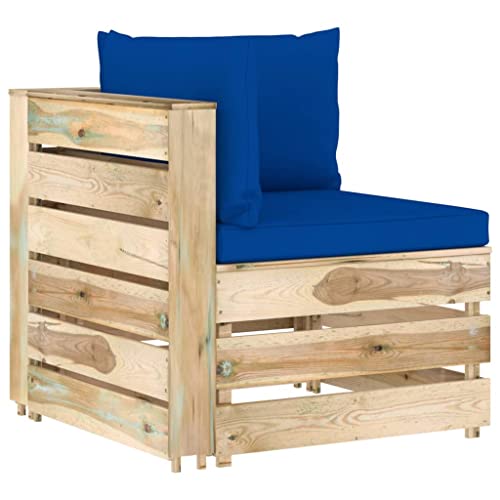 FIRBNUS 69 x 70 x 66 cm, modulares Ecksofa mit blauen Kissen, Design auf Paletten, Gartensofas, Gartenstuhl, Lounge, Set Stühle für den Außenbereich, aus imprägniertem Holz von FIRBNUS