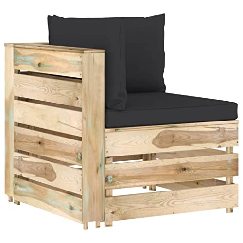 FIRBNUS 69 x 70 x 66 cm, modulares Ecksofa mit schwarzen Kissen Design auf Paletten, Gartensofas, Gartenstuhl, Lounge, Set Stühle für den Außenbereich, aus imprägniertem Holz FIRBNUS 69 x 70 x 66 cm, modulares Ecksofa mit schwarzen Kissen Design auf Paletten, Gartensofas, Gartenstuhl, Lounge, Set Stühle für den Außenbereich, aus imprägniertem Holz von FIRBNUS