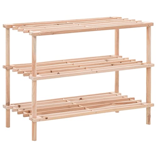 FIRBNUS 74x26x48,5 cm Schuhregal 3 Ebenen Tanne Massivholz Shoe Rack Schuhregal Holz Schuhablage Schuhorganizer Regal Holz für Schuhe Pflanzen im Flur Badezimmer Wohnzimmer Markantes Lattendesign von FIRBNUS