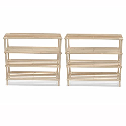 FIRBNUS 74x26x67,5 cm Schuhregal 2 STK. 4 Ebenen Massives Tannenholz Shoe Rack Schuhregal Holz Schuhablage Schuhorganizer Regal Holz für Schuhe Pflanzen im Flur Balkon Badezimmer Wohnzimmer von FIRBNUS