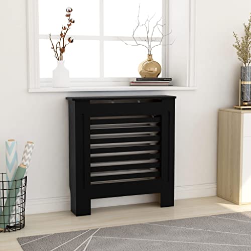 FIRBNUS 78x19x81.5 cm HeizköRperverkleidung HeizköRper Heizungsverkleidung HeizköRperabdeckung LamellentüR Heizungsrohr Verkleidung Schwarz von FIRBNUS
