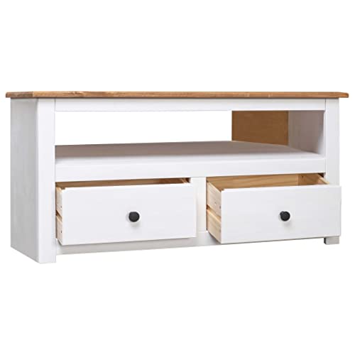 FIRBNUS 93x49x49 cm TV Board TV Schrank Fernsehtisch TV Lowboard TV-MöBel PhonomöBel TV Cabinet TV Bank TV Stand Fernseher Schrank Weiß und Braun von FIRBNUS