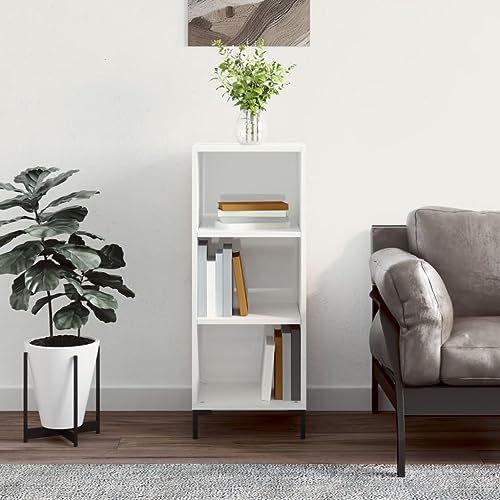 FIRBNUS Anrichte weiß glänzend 34,5 x 32,5 x 90 cm aus mehrschichtigem Holz Mehrzweckschrank für Eingangsbereich und platzsparende Aufbewahrung Ihrer täglichen Gegenstände von FIRBNUS