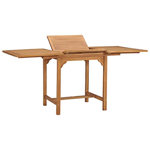 FIRBNUS Ausziehbarer Terrassentisch mit Schirmloch Klapptisch Garten Esstisch Rechteckige Gartentisch Holztisch Dining Table Witterungsbeständigkeit Balkontisch Outdoor Massivholz Teak von FIRBNUS