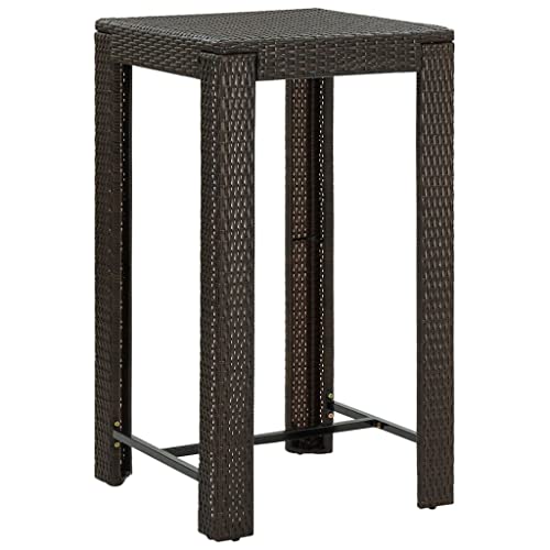FIRBNUS Bartisch Garten Braun 60,5 x 60,5 x 110,5 cm Polyrattan Tisch Bar Möbel Bar Moderner Couchtisch Bar Bistrotisch Quadratischer Tisch Outdoor Tisch Quadratischer Tisch Rattan von FIRBNUS