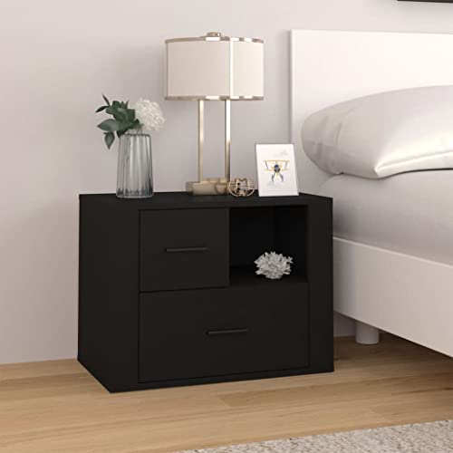 FIRBNUS Bedside Table Nachtkonsole Beistelltisch mit 2 Schubladen und 1 Fach Night Stand Nachttisch Schwarz 60x36x45 cm Holzwerkstoff Telefontischchen Allzweckschrank Eleganten & Klassischen von FIRBNUS