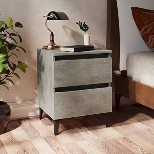 FIRBNUS Bedside Table Nachtkonsole Beistelltisch mit Stauraum Night Stand Nachttisch Betongrau 40x35x50 cm Holzwerkstoff Bett Kommode Kleiner Schrank Industrielles Aussehen von FIRBNUS