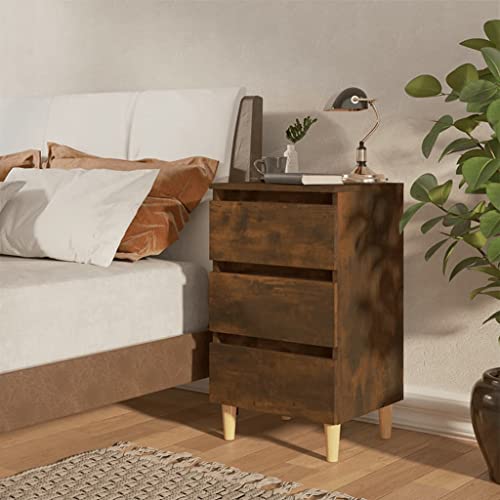 FIRBNUS Nachttische 2 STK. Massivholz-Beine Räuchereiche 40x35x69 cm Nachtkästchen Nachtkommode mit Schublade Nachtkonsole Telefontischchen Kleiner Schrank Skandinavischen Stil von FIRBNUS