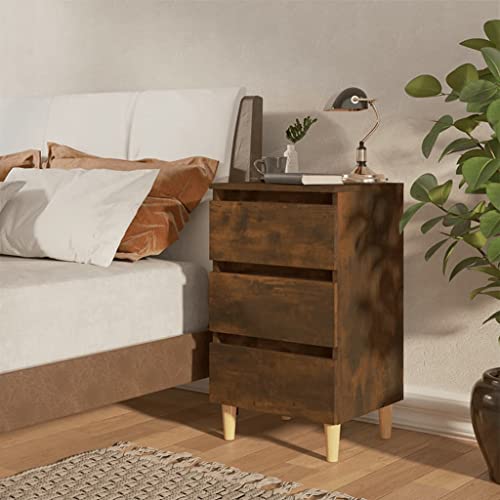 FIRBNUS Bedside Table Nachtkonsole Beistelltisch mit Stauraum Night Stand Nachttische 2er Set Massivholz-Beine Räuchereiche 40x35x69 cm Kleiner Schrank Skandinavischen Stil von FIRBNUS