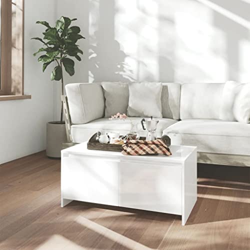 FIRBNUS Beistelltisch Couch 90x50x41,5 cm Wohnzimmertisch Holz Sofa Tisch Modern Stilvollen Kleiner Tisch Wohnzimmer Coffee Table Bürotisch Robust Hochglanz Weiß Holzwerkstoff mit 2 Schubladen von FIRBNUS