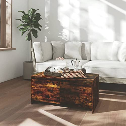 FIRBNUS Beistelltisch Couch 90x50x41,5 cm Wohnzimmertisch Holz Sofa Tisch Modern Stilvollen Kleiner Tisch Wohnzimmer Coffee Table Bürotisch Robust Räuchereiche Holzwerkstoff mit 2 Schubladen von FIRBNUS