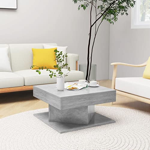 FIRBNUS Beistelltisch mit Stauraum Tisch Wohnzimmer für Couch Side Table Wohnzimmertisch Modern Design Coffee Table Quadratisch Robust Haltbarkeit Betongrau Holzwerkstoff Metall von FIRBNUS