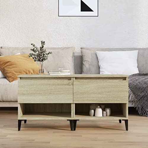 FIRBNUS Beistelltische 2 Stück 50 x 46 x 50 cm aus mehrschichtigem Holz Couchtisch Wohnzimmer Couchtisch 2 Stück Moderne Wohnzimmermöbel Couchtisch Holz Möbel Kommode Holztruhen Sonoma Eiche von FIRBNUS