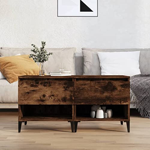 FIRBNUS Beistelltische 2 Stück 50 x 46 x 50 cm aus mehrschichtigem Holz Moderne Wohnzimmermöbel Couchtisch Holz Schrank Kommode Holztruhen Couchtisch Wohnzimmer Couchtisch 2 Stück Eiche Rauch von FIRBNUS