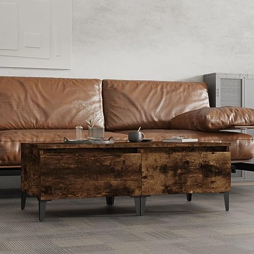 FIRBNUS Beistelltische 2 Stück Eiche Smoke 50 x 46 x 35 cm aus mehrschichtigem Holz Kommode Kommode Holztruhen Couchtisch Wohnzimmer Couchtisch 2 Stück Moderne Wohnzimmermöbel Couchtisch Holz von FIRBNUS