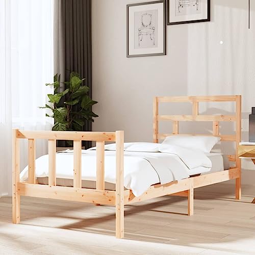 FIRBNUS Bettgestell aus massivem Kiefernholz, 90 x 200 cm, Bettrahmen für Einzelbett, Bettrahmen aus Holz von FIRBNUS