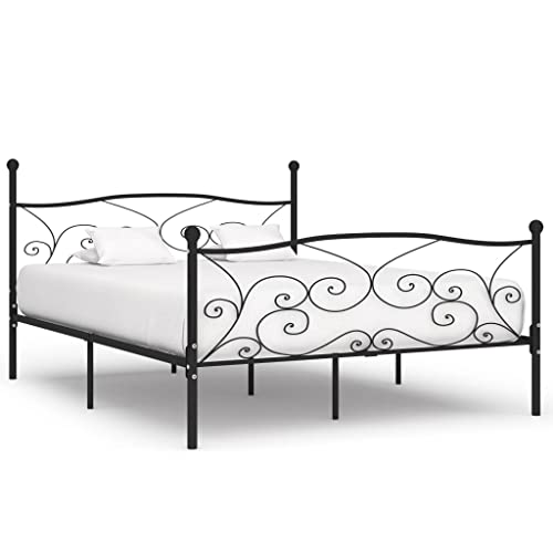 FIRBNUS Bettgestell mit Lattenrost Metall 200x200 cm Bettgestell aus Metall Modern Metallbett Bett mit Lattenrost Bettgestell Bettrahmen Metall Bettgestelle Bed Frame Bett Metall Schwarz Bed Support von FIRBNUS