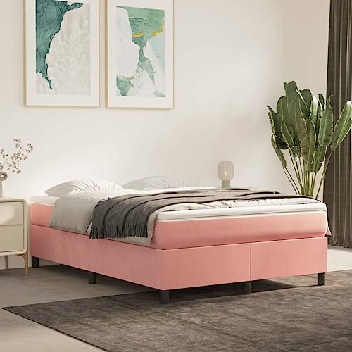 FIRBNUS Bettrahmen Boxspringbett Samt Tagesbett Klassische Möbel für Schlafzimmer Heimdekoration Multifunktionales Design Rosa 203x140x35 cm von FIRBNUS