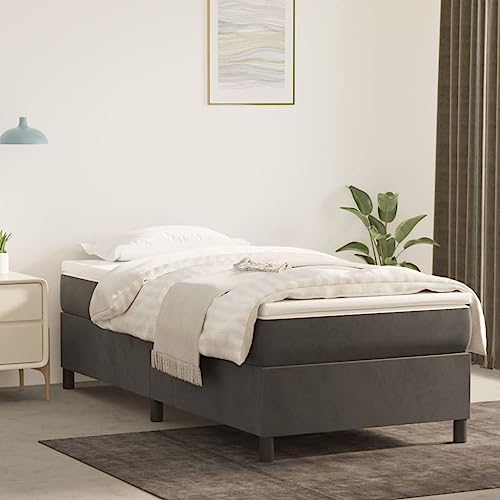 FIRBNUS Boxspringbett mit Matratze 80 x 200 cm Samt Einzelbett Bettgestell aus Holz Federkernmatratze Einzelbett Einzelbett Federkernmatratzen Dunkelgrau FIRBNUS Boxspringbett mit Matratze 80 x 200 cm Samt Einzelbett Bettgestell aus Holz Federkernmatratze Einzelbett Einzelbett Federkernmatratzen Dunkelgrau von FIRBNUS