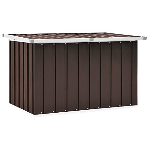 FIRBNUS Braune Gartentruhe 109 x 67 x 65 cm Truhe für den Außenbereich Truhe für den Außenbereich, groß, verzinkter Stahl & Kunststoff von FIRBNUS
