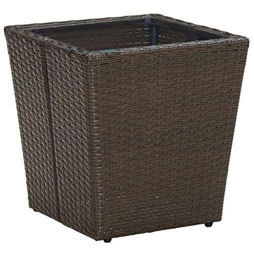 FIRBNUS Brauner Tisch 41,5 x 41,5 x 44 cm aus Polyrattan und gehärtetem Glas Gartentisch quadratischer Couchtisch Couchtisch aus Glas Rattan-Tisch Outdoor Bistrotisch quadratisch FIRBNUS Brauner Tisch 41,5 x 41,5 x 44 cm aus Polyrattan und gehärtetem Glas Gartentisch quadratischer Couchtisch Couchtisch aus Glas Rattan-Tisch Outdoor Bistrotisch quadratisch von FIRBNUS