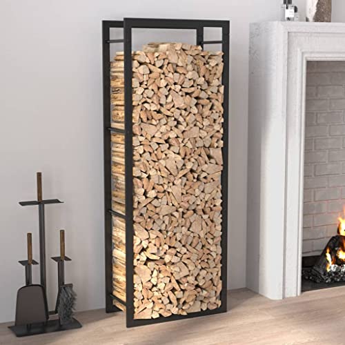 FIRBNUS Brennholzregal Mattschwarz 50x28x132 cm Stahl Brennholzregal Außen Holzunterstand Metall Brennholzregal Innen Brennholzregale Brennholzregal Metall Firewood Storage Holzlager Außen Metall von FIRBNUS