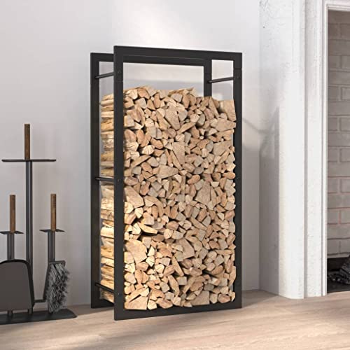 FIRBNUS Brennholzregal Mattschwarz 50x28x94 cm Stahl Holzlager Außen Metall Brennholzregal Außen Holzunterstand Metall Brennholzregal Innen Brennholzregale Brennholzregal Metall Firewood Storage von FIRBNUS