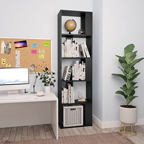 FIRBNUS Bücherregal/Raumteiler Schwarz 45x24x159 cm Holzwerkstoff Bücherregal Schmal Wohnzimmer Möbel Raumteiler Stehend Raumteiler Regal Raumteiler Trennwand Raumteiler Holz Bücherregal Holz von FIRBNUS