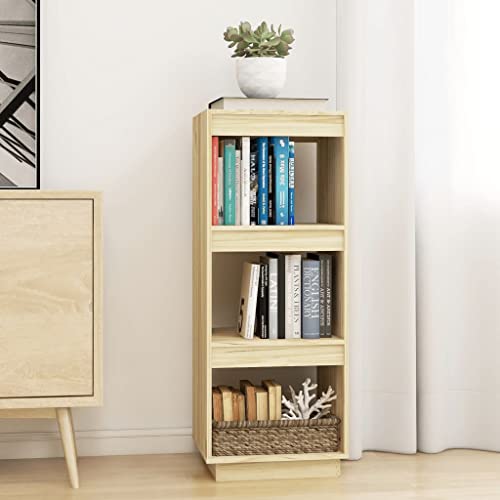 FIRBNUS Bücherregal/Raumteiler aus massivem Kiefernholz, 40 x 35 x 103 cm, vertikales Wandregal für Wohnzimmer, kleine Vitrine von FIRBNUS
