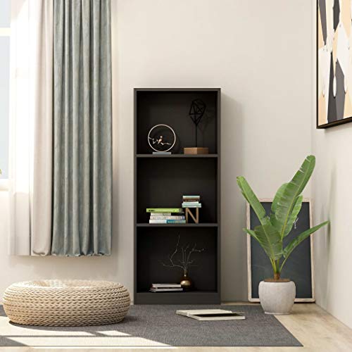 FIRBNUS Bücherregal 3 Fächer Schwarz 40x24x108cm Holzwerkstoff Wohnzimmer Möbel Regal Schmal Lagerregale Wohnzimmer Regal Bücherregal Schmal Abstellraum Regal Bücherregal Holz Bücherregal Industrial von FIRBNUS