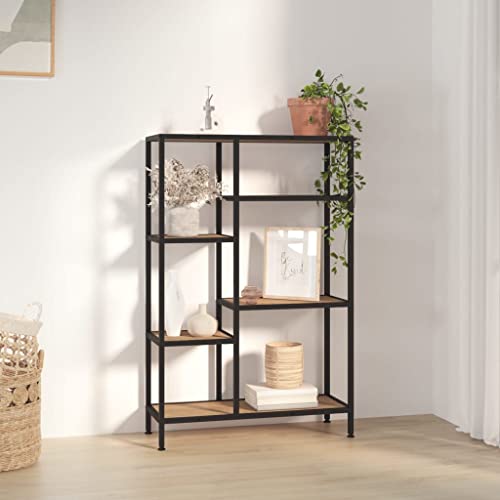 FIRBNUS Bücherregal 80x30x120 cm Stahl und Holzwerkstoff Bücherregal Holz Bücherregal Metall Bücherregal Massivholz Bücherregal Industrial Wohnzimmer Möbel Regal Metall Abstellraum Regal von FIRBNUS