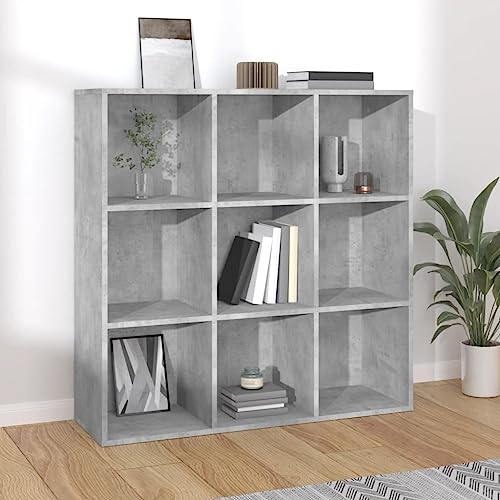 FIRBNUS Bücherregal Betongrau 98x30x98 cm Holzwerkstoff Wohnzimmer Möbel Regal Schmal Lagerregale Abstellraum Regal Wohnzimmer Regal Bücherregal Holz Bücherregal Schmal Bücherregal Industrial von FIRBNUS