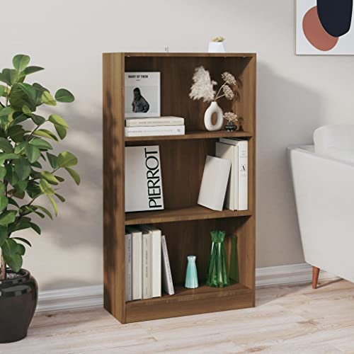 FIRBNUS Bücherregal Braun Eiche 60x24x109 cm Holz Wohnzimmer Möbel Regal Schmal Lagerregale Wohnzimmer Regal Bücherregal Schmal Abstellraum Regal Bücherregal Holz Bücherregal Industrial 3 Fächer von FIRBNUS