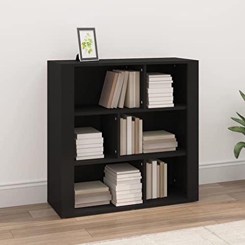 FIRBNUS Bücherschranks 80x30x80 cm Seitenschrank mit 6 Offene Fächer Beistellschrank Schubladenschrank Lagerschrank Kommode Schwarz Sideboard Wohnzimmer Schrank Holzwerkstoff von FIRBNUS