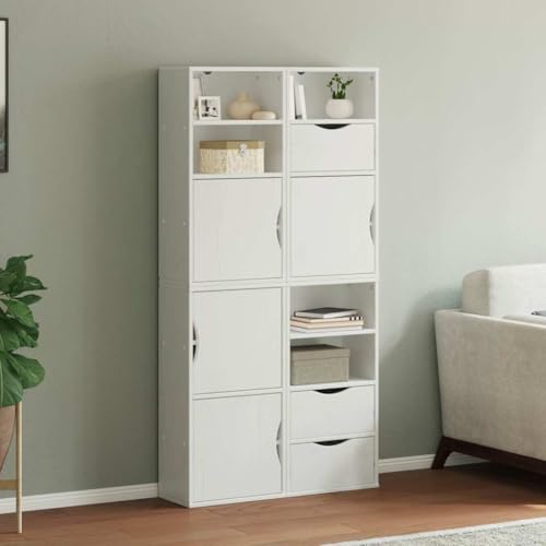 FIRBNUS Buffetschrank Beistellschrank 4 STK. Sideboard Seitenschrank Aufbewahrungsmöbel Hochschrank Kommode für Wohnzimmer Schlafzimmer oder Büro Modulares Design Weiß 40x24x79 cm von FIRBNUS