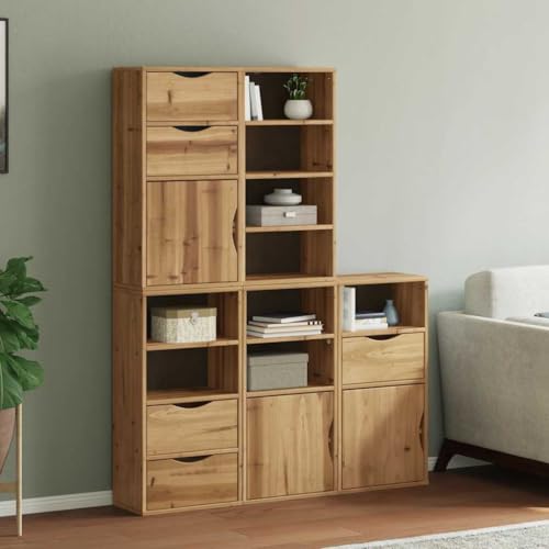 FIRBNUS Buffetschrank Beistellschrank 5 STK. Sideboard Aufbewahrungsmöbel Seitenschrank Hochschrank Kommode für Wohnzimmer Schlafzimmer oder Büro Modulares Design Braun 40x24x79 cm von FIRBNUS