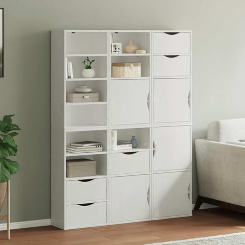 FIRBNUS Buffetschrank Beistellschrank 6 STK. Seitenschrank Sideboard Aufbewahrungsmöbel Hochschrank Kommode für Wohnzimmer Schlafzimmer oder Büro Modulares Design Weiß 40x24x79 cm von FIRBNUS