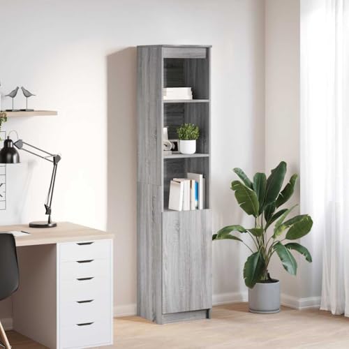 FIRBNUS Buffetschrank Beistellschrank Sideboard Hochschrank Seitenschrank Aufbewahrungsmöbel Kommode für Wohnzimmer Schlafzimmer oder Büro Industrie-Stil Grau Sonoma 37,5x35x180 cm von FIRBNUS
