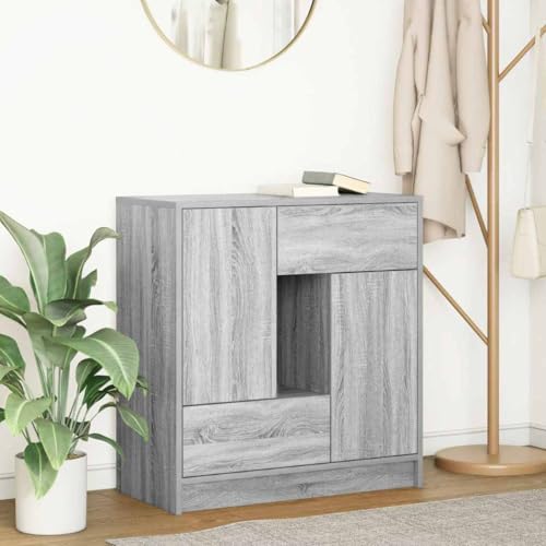 FIRBNUS Buffetschrank Beistellschrank Sideboard Seitenschrank Hochschrank Aufbewahrungsmöbel Kommode für Wohnzimmer Schlafzimmer oder Büro Industrie-Stil Grau Sonoma 70,5x34x74,5 cm von FIRBNUS