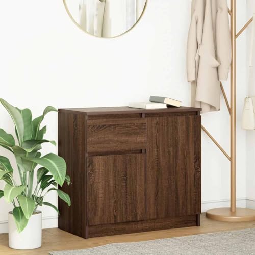FIRBNUS Buffetschrank Beistellschrank Vielseitig Sideboard Hochschrank Seitenschrank Aufbewahrungsmöbel Kommode für Wohnzimmer Schlafzimmer oder Büro Industrie-Stil Braun Eichen-Optik 71x35x65 cm von FIRBNUS