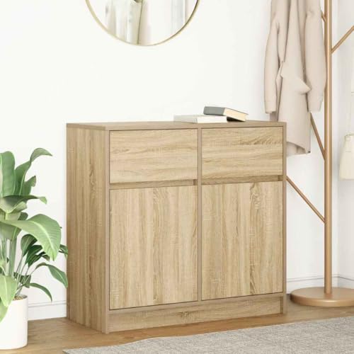 FIRBNUS Buffetschrank Beistellschrank Vielseitig Sideboard Seitenschrank Hochschrank Aufbewahrungsmöbel Kommode für Wohnzimmer Schlafzimmer oder Büro Industrie-Stil Sonoma-Eiche 80x34x76 cm von FIRBNUS