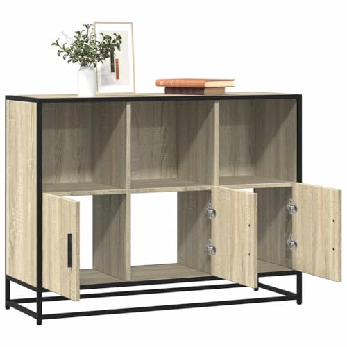 FIRBNUS Buffetschrank Sideboard Hochschrank Aufbewahrungsmöbel Seitenschrank Beistellschrank Kommode für Wohnzimmer Schlafzimmer oder Büro Industrie-Stil Sonoma-Eiche 100x35x76 cm von FIRBNUS