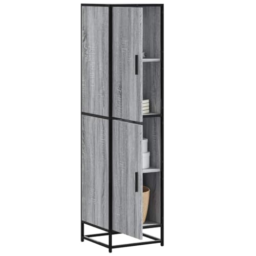FIRBNUS Buffetschrank Sideboard Seitenschrank Hochschrank Beistellschrank Aufbewahrungsmöbel Kommode für Wohnzimmer Schlafzimmer oder Büro Industrie-Stil Grau Sonoma 35,5x35x139 cm von FIRBNUS