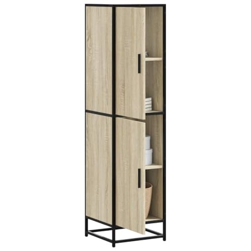 FIRBNUS Buffetschrank Sideboard Seitenschrank Hochschrank Beistellschrank Aufbewahrungsmöbel Kommode für Wohnzimmer Schlafzimmer oder Büro Industrie-Stil Sonoma-Eiche 35,5x35x139 cm von FIRBNUS