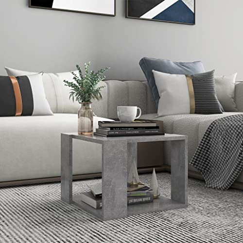 FIRBNUS Coffee Table 40x40x30 cm Beistelltisch Holz Couchtische Wohnzimmertisch Modern Design Tisch Wohnzimmer für Couch Quadratisch Robust Haltbarkeit Betongrau Holzwerkstoff Metall von FIRBNUS