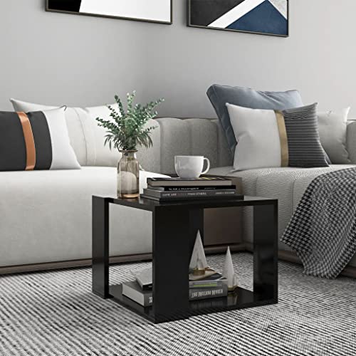 FIRBNUS Coffee Table 40x40x30 cm Beistelltisch Holz Couchtische Wohnzimmertisch Modern Design Tisch Wohnzimmer für Couch Quadratisch Robust Haltbarkeit Schwarz Holzwerkstoff Metall von FIRBNUS