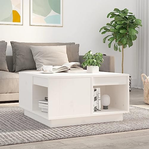 FIRBNUS Couchtisch 60x61x32,5 cm Kiefer massiv Couchtisch Holz Couchtisch Couchtisch Weiß Couchtisch Couchtisch Wohnzimmer Möbel Wohnzimmer Tisch Wohnzimmer Weiß von FIRBNUS