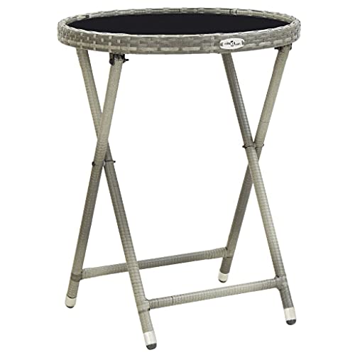 FIRBNUS Couchtisch Grau 60 cm aus Polyrattan und gehärtetem Glas Tisch Bar Tisch Bistrotisch Rattan Tisch Glas Klapptisch Kaffeetisch Runder Tisch FIRBNUS Couchtisch Grau 60 cm aus Polyrattan und gehärtetem Glas Tisch Bar Tisch Bistrotisch Rattan Tisch Glas Klapptisch Kaffeetisch Runder Tisch von FIRBNUS