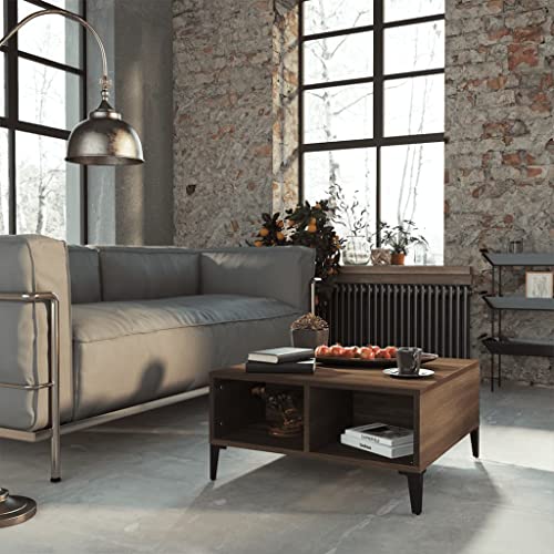 FIRBNUS Couchtisch Set Couchtische mit 4 Fächer 60x60x30 cm Wohnzimmertisch Modern Design Beistelltisch Holz Tisch Wohnzimmer für Couch Coffee Table Robust Braun Eichen Optik Holzwerkstoff Metall von FIRBNUS